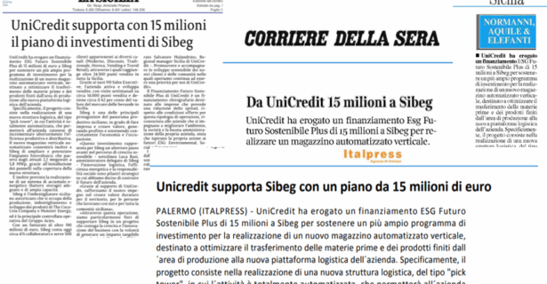 Unicredit supporta il piano di investimenti di Sibeg con un finanziamento ESG futuro sostenibile plus di 15 mln, per un nuovo magazzino verticale automatizzato